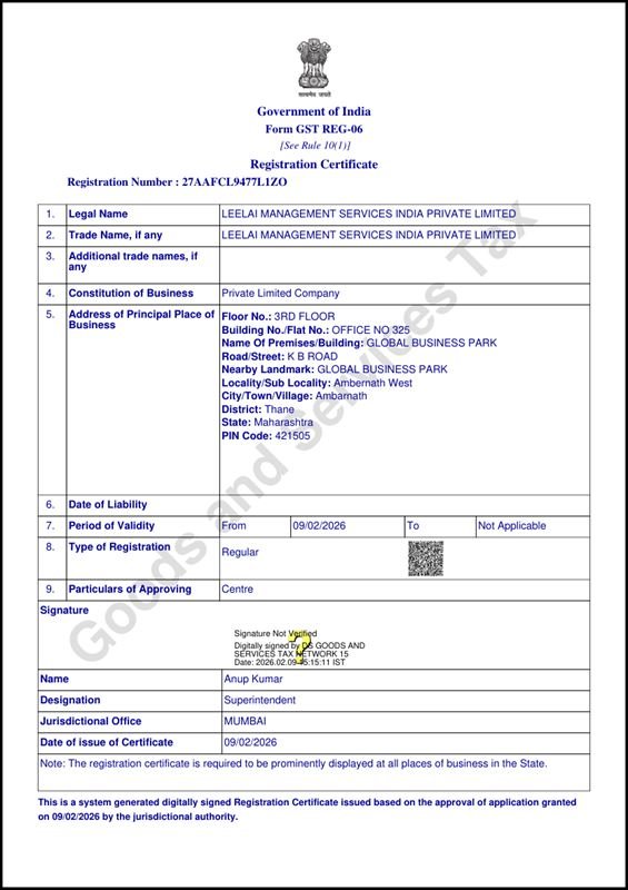 GST Registration certificate preview