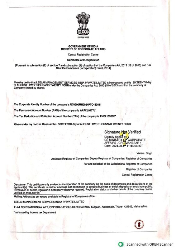 MSME Udyam certificate preview